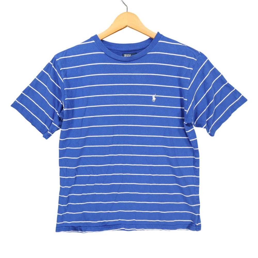 Polo Ralph Lauren T-Shirt Boys L(16/18) Blue Excellent Striped Short Sleeve